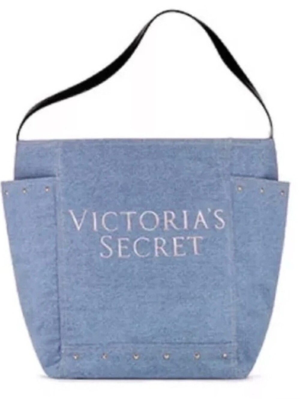Victoria's Secret Blue Denim Tote Bag with Black Straps - Picture 6 of 6